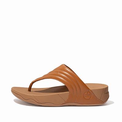 Fitflop Walkstar Leather Toe-Post - Sandalen Damen - HellBraun (QJU472596)